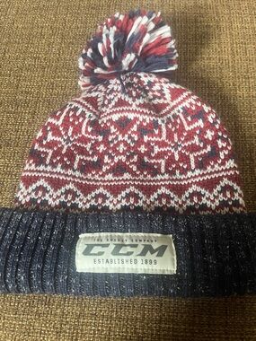 CCM Red Navy White Knit Pom Beanie